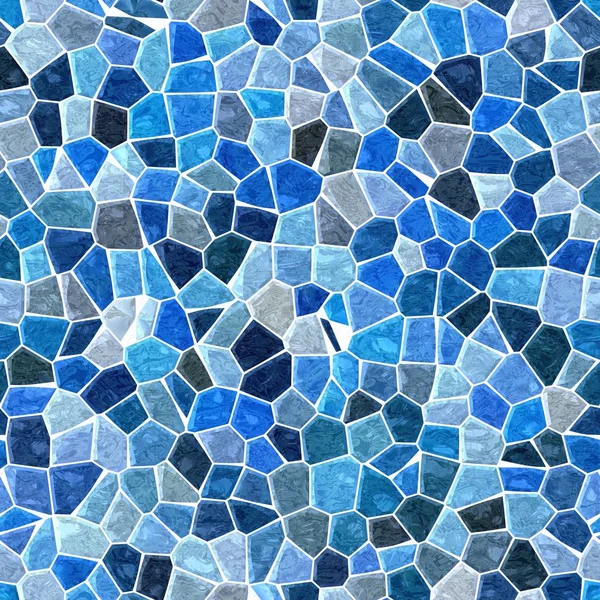 Sea colored floor marble irregular plastic stony mosaic pattern texture seamless background with white grout - blue colors — Stock Photo, Image