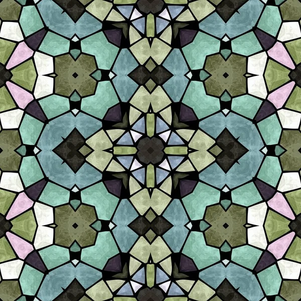 Mozaika kaleidoskop vzor bezešvé texturu pozadí - plné barevné s černou výplň (Maltu) — Stock fotografie
