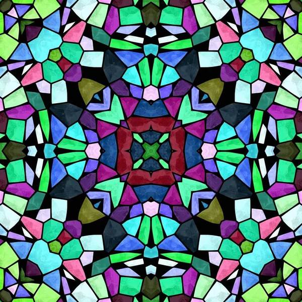 Mosaic kaleidoscope seamless pattern texture background - multi colored with black grout — Stock Photo, Image