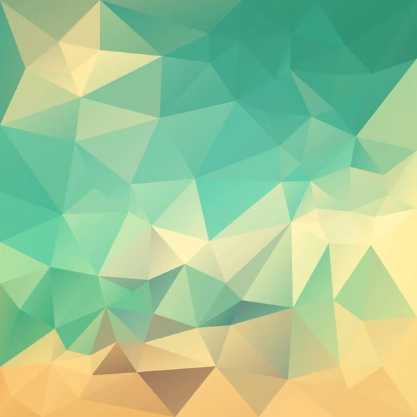 レトロな色 - 青、緑の三角形のパターンで不規則な多角形の抽象的な背景のベクトル ベージュ、オレンジ、砂 — ストックベクタ