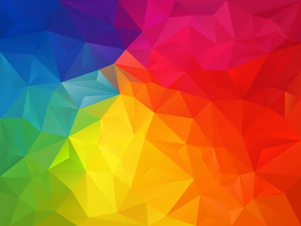 Векторный абстрактный неправильный многоугольный фон с треугольным рисунком в полном многоцветии - радужный спектр — стоковый вектор