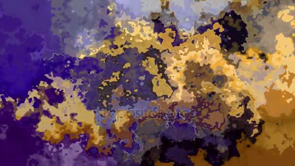 Абстрактное анимированное окрашенное фоновое видео - фиолетовый, желтый, коричневый, синий цвета — стоковое видео
