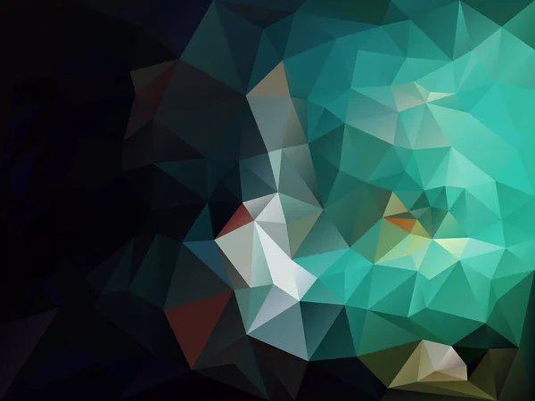 Vecteur abstrait fond polygone irrégulier avec un motif triangle en noir, vert, bleu et couleur aigue-marine — Image vectorielle
