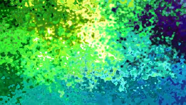 Абстрактне анімоване вітражне фонове відео яскраві сині, зелені та жовті кольори — стокове відео