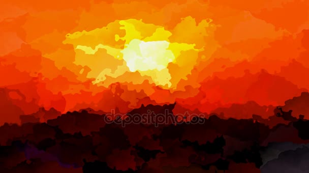 Abstract geanimeerde achtergrond video - donker rood, oranje en gele kleuren - zonsondergang sundown gekleurd — Stockvideo