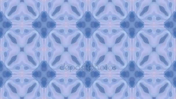 Abstract animated changing kaleidoscope mosaic background video - retro pastel blue and purple colors — Stock Video