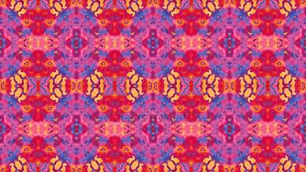 Абстрактные анимированные изменения калейдоскоп мозаика фоновое видео - ретро горячий розовый, красный, пурпурный, фиолетовый и синий цвета — стоковое видео