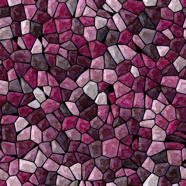 Surface floor marble mosaic pattern seamless background with black grout - purple, violet, pink and magenta color — Stock Photo, Image