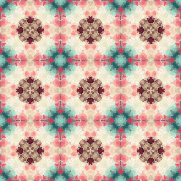 Pokrytí podlahové-Mozaiková kaleidoskop bezešvé vzor texturu pozadí - retro pastelové barvy - hnědá, růžová, modrá, zelená, béžová — Stock fotografie