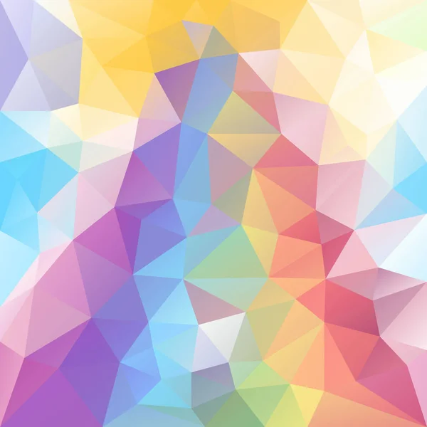 Vecteur abstrait fond polygone irrégulier avec un motif triangle en couleur arc-en-ciel à spectre complet pastel avec réflexion — Image vectorielle