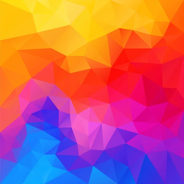 虹のスペクトルの色の三角形のパターンとベクトル不規則な多角形の抽象的な背景 — ストックベクタ