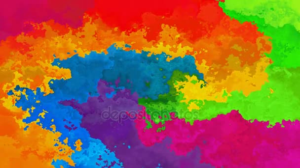 Abstrato animado manchado fundo sem costura loop vídeo - espectro arco-íris cores cheias — Vídeo de Stock