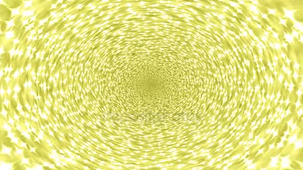Абстрактный анимированный золотой туннель со звездами фоновое видео - белые и желтые цвета — стоковое видео