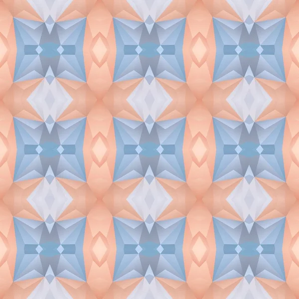 Мозаїчний калейдоскоп безшовний візерунок текстури фон - розфарбований лососем рожевий і крижаний синій колір — стокове фото