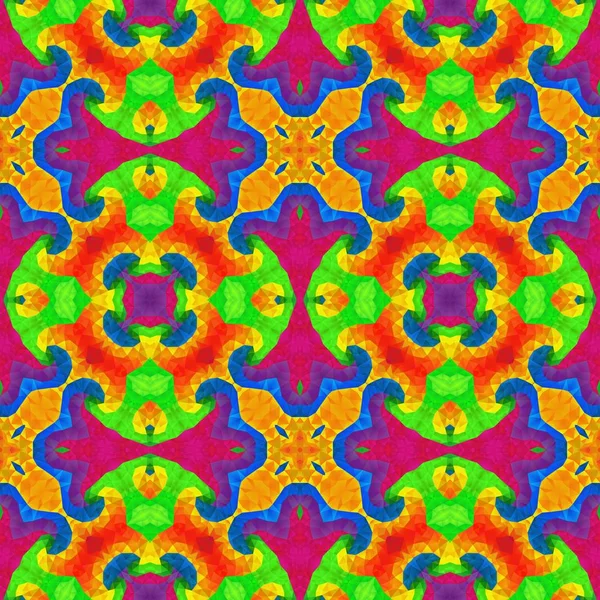 Mosaico caleidoscopio sin costuras patrón textura fondo - espectro completo coloreado con vibrante color significativo — Foto de Stock