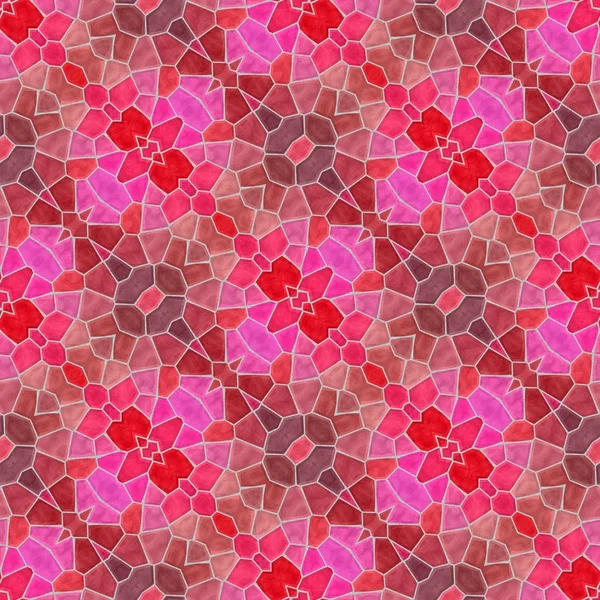 Mosaico caleidoscopio sin costuras patrón textura fondo - rosa, rojo y púrpura de color con lechada gris — Foto de Stock