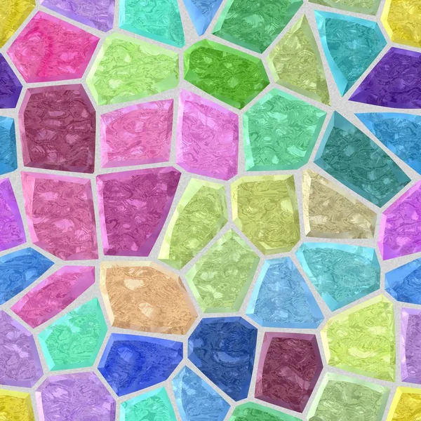 Piso de la superficie de mármol patrón de mosaico fondo sin costuras con lechada gris claro - pastel espectro a todo color — Foto de Stock