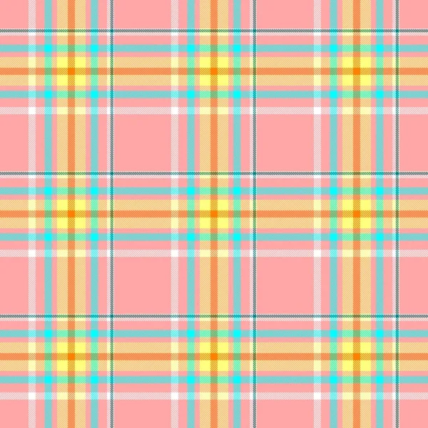 Check diamond tartan plaid scotch fabric seamless pattern texture background - baby pink, yellow, blue and orange color — Stock Photo, Image