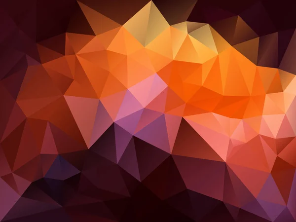 Vector abstract irregular polygon background with a triangle pattern in autumnal color - hot vibrant red, orange, purple, pink, brown and burgundy — Stock Vector