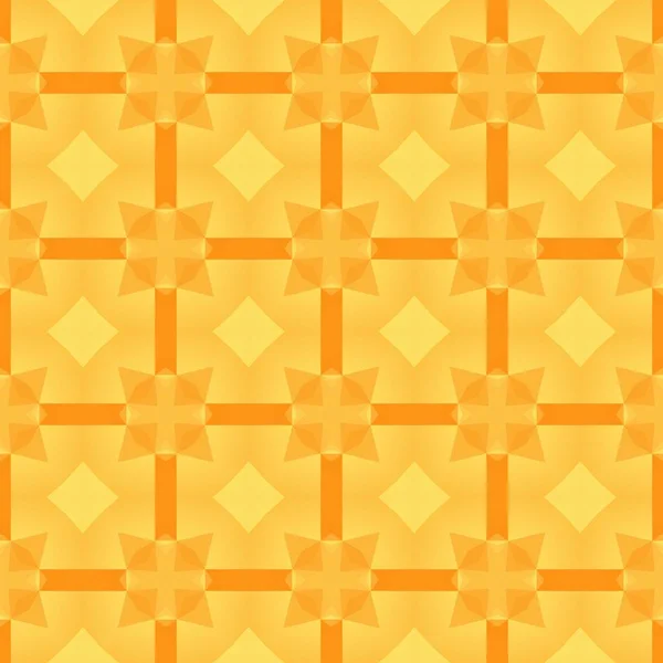 Mozaika kaleidoskop vzor bezešvé texturu pozadí - retro žluté a oranžové barvy — Stock fotografie