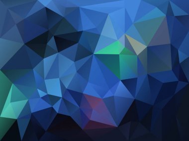 deniz mavi, turkuaz, yeşil ve mor renkli üçgeni desenli vektör soyut düzensiz poligon arka plan 