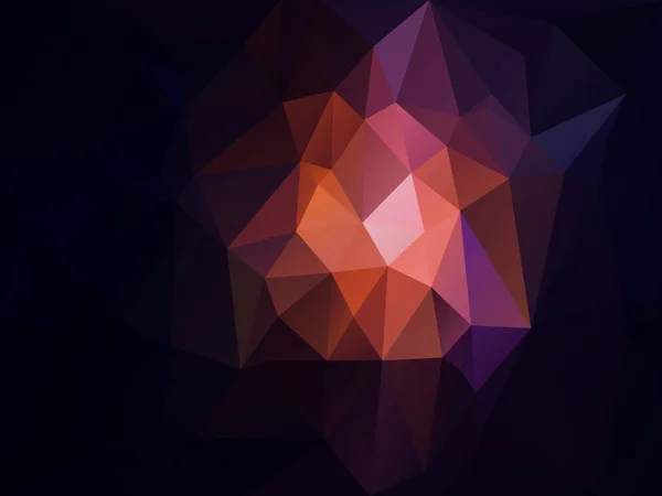 濃い青、紫、ピンク、オレンジ色の三角形のパターンをベクトル不規則な多角形の抽象的な背景 — ストックベクタ