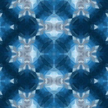 Mozaik kaleydoskop Dikişsiz desen doku arka plan - koyu mavi ve gri renkli