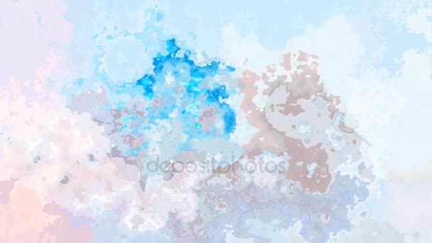 Абстрактный Анимированный Окрашенный Фон Бесшовный Цикл Видео Акварельный Эффект Голубой — стоковое видео