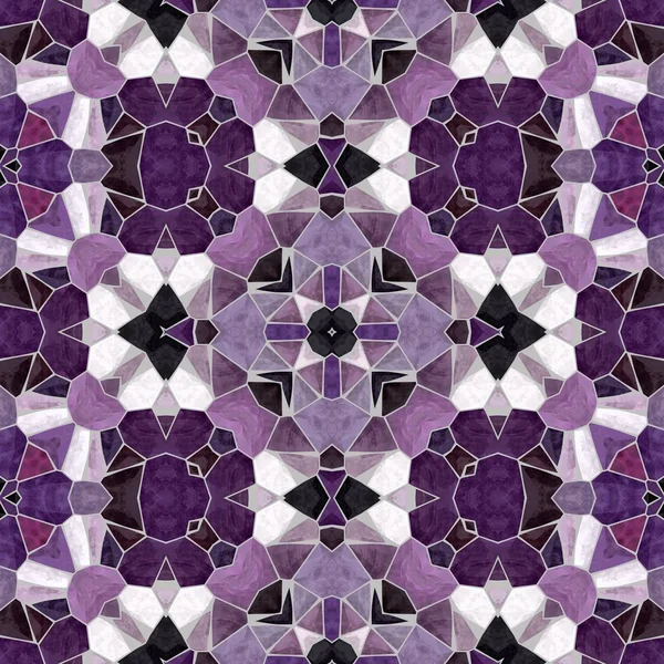 Mosaic kaleidoscope seamless pattern texture background - purple, violet and pink colored with gray grout — Stock Photo, Image