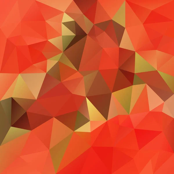 ベクトル抽象的な不規則な多角形正方形背景 - 三角形の低ポリ パターン - 鮮やかな苺赤、サーモン ピンク、茶色および緑色 — ストックベクタ