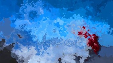 soyut animasyonlu arka plan sorunsuz döngü video - suluboya efekti - gök mavisi rengi kanlı kırmızı ve gri lekeler ile lekeli.