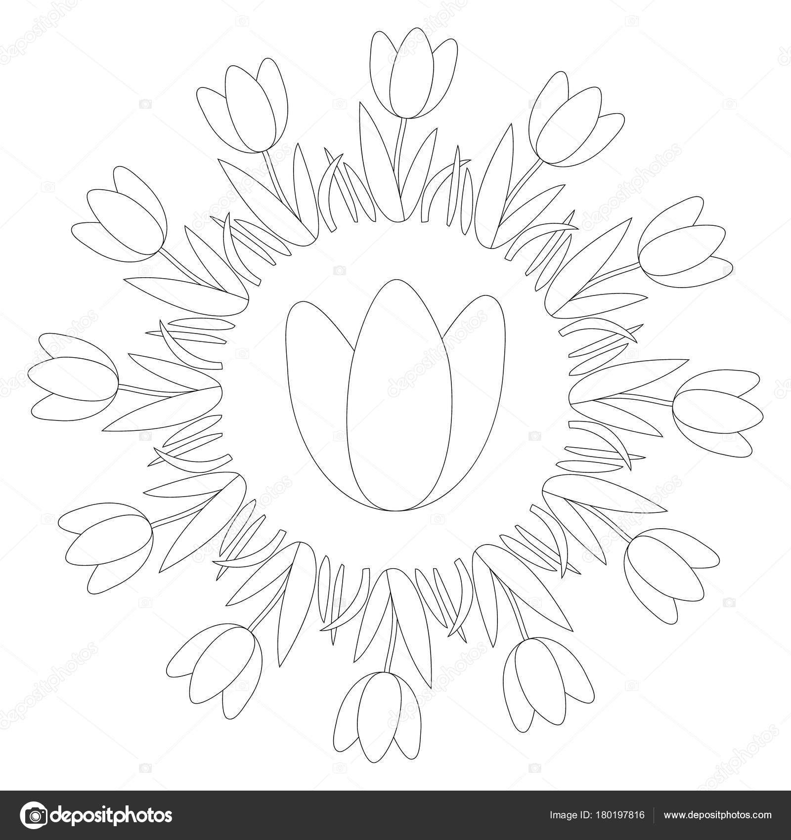 Vector Van De Zwarte En Witte Ronde Ronde Voorjaar Mandala Met Bloem