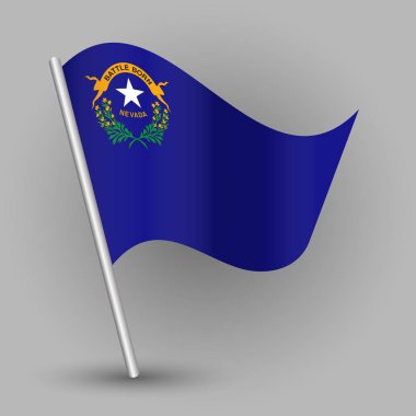 eğimli gümüş kutup - metal sopa ile Nevada simgesi basit üçgen Amerikan Devlet bayrağı sallayarak vektör