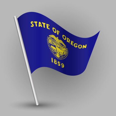 eğimli gümüş kutup - metal sopa ile Oregon simgesi basit üçgen Amerikan Devlet bayrağı sallayarak vektör