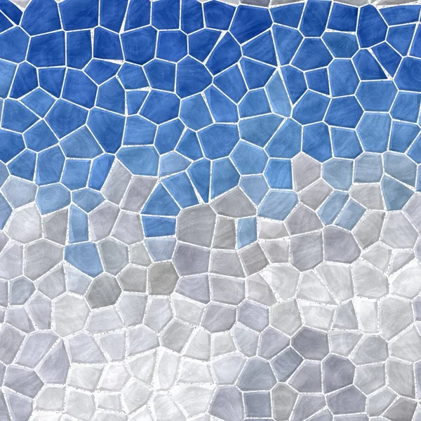 Abstracte aard marmeren kunststof steenachtige mozaïek tegels textuur achtergrond met witte specie - blauwe hemel over grijze kleur berglandschap — Stockfoto