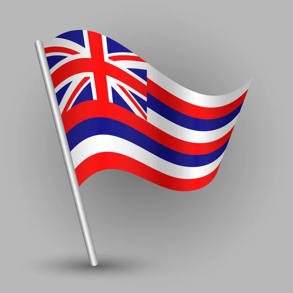 Vector viftande enkel triangel amerikansk statsflagga på lutande silver pole - ikonen i hawaii med metall pinne — Stock vektor