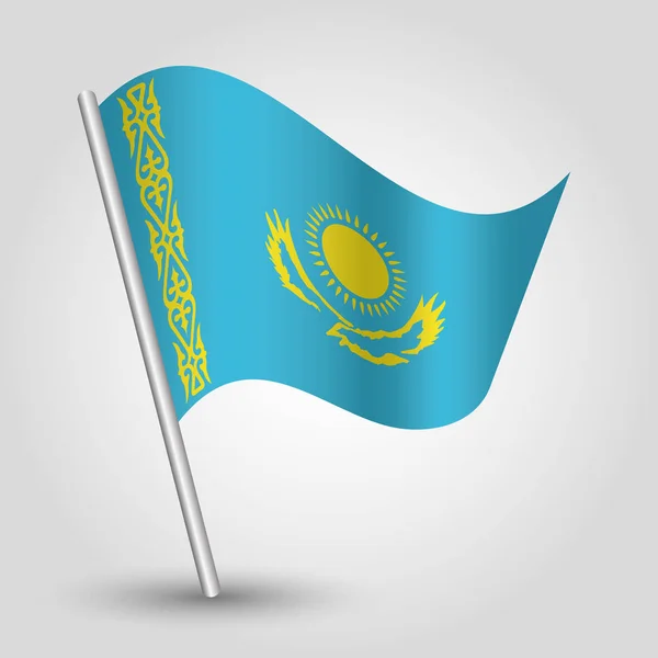 ベクトル斜めシルバー ポール - アイコン カザフスタンの金属棒で単純な三角形のカザフスタンの旗を振って — ストックベクタ