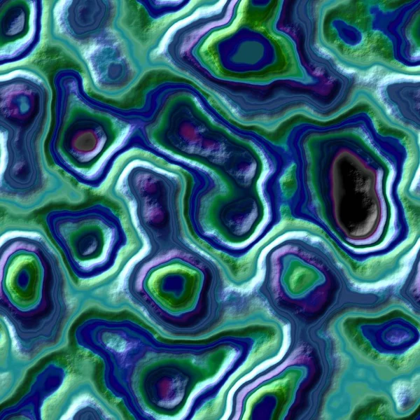 大理石玛瑙石无缝花纹纹理背景-充满活力的贝壳珍珠蓝绿色紫色-粗糙表面 — 图库照片