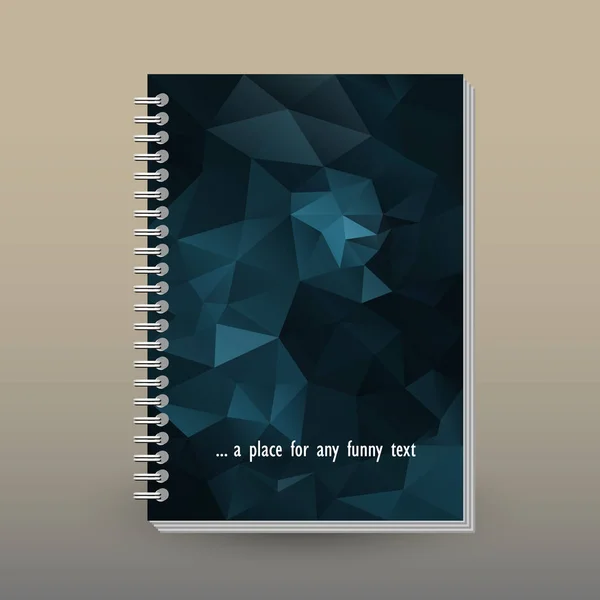 Vektorové kryt deník nebo notebook s spirála šanon - formát A5 - rozložení brožury koncept - tmavé petrolejové barvě barevný - polygonální trojúhelník — Stockový vektor