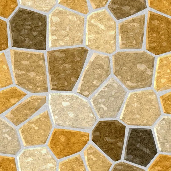 Piso de la superficie patrón de mosaico de mármol fondo sin costuras con lechada gris - color beige natural amarillo marrón — Foto de Stock