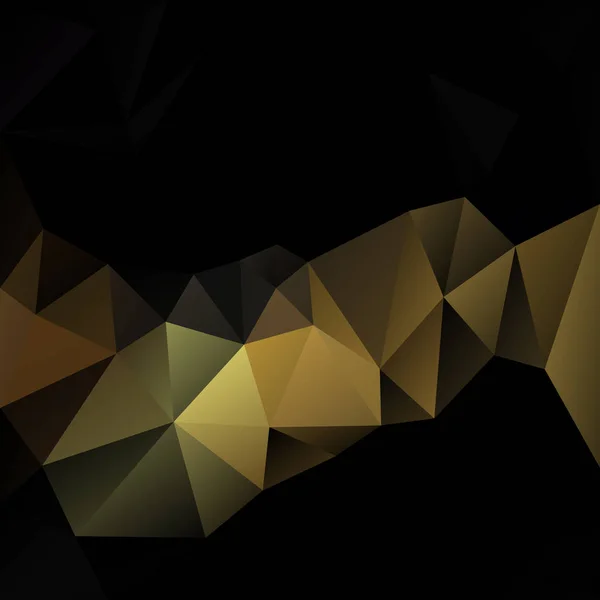 Vecteur abstrait irrégulier fond polygonal triangle bas motif poly or jaune beige sur couleur noire — Image vectorielle