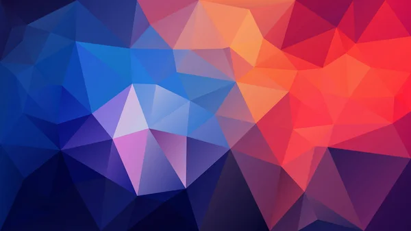 Vector abstract irregular polygonal background - triangle low poly pattern - vivid royal blue, orange, purple and pink aurora color — Stock Vector