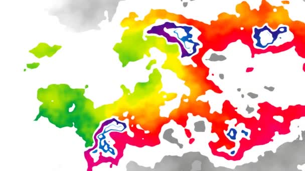 Abstract Geanimeerde Gekleurd Achtergrond Naadloze Loops Video Aquarel Effect Het — Stockvideo
