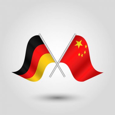 vektör iki Alman ve Çin bayrakları gümüş stickler - Almanya ve Çin sembolü geçti.