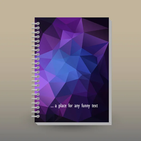 Vektorové kryt deník nebo notebook s spirála šanon - formát A5 - rozložení brožury koncept - ultra violet a fialové barevné - polygonální trojúhelníkový vzor — Stockový vektor