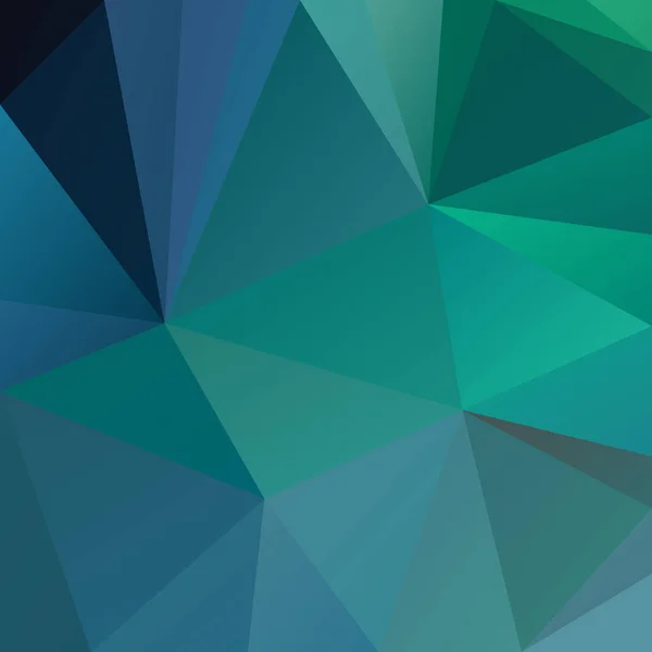 抽象的な不規則な多角形正方形の背景 - 三角形の低ポリ パターン - 青、緑、ターコイズ ブルー、セルリアン、アクア、ティール色をベクトルします。 — ストックベクタ