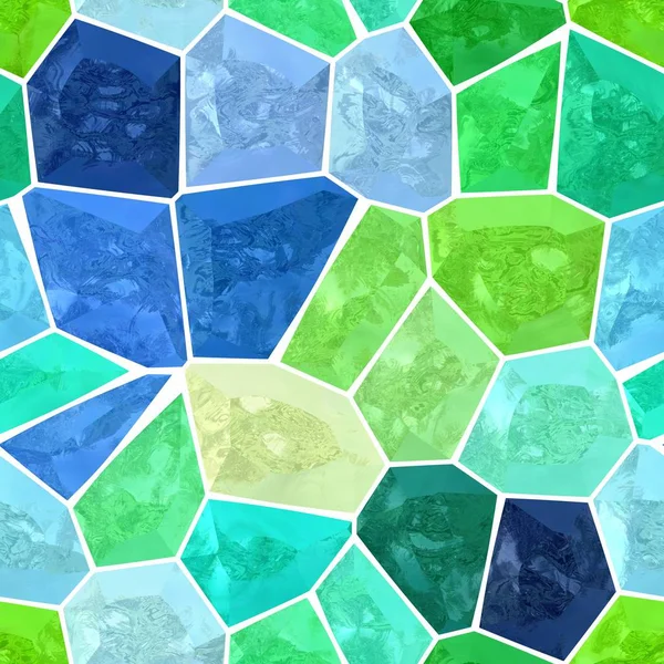 Superficie pavimento mosaico di marmo modello senza soluzione di continuità sfondo con malta bianca evidenziare blu colore verde — Foto Stock