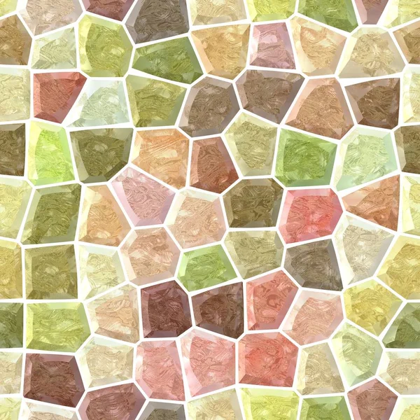 床面白いグラウト - 自然パステル カラー スペクトル - ピンク、ベージュ、イエロー、グリーン、ブラウンの大理石モザイク パターン シームレスな背景 — ストック写真