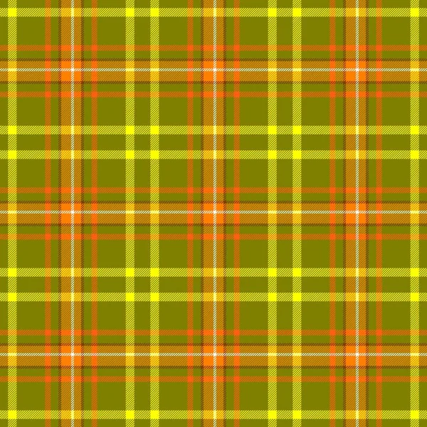 Verificar diamante tartan xadrez scotch tecido sem costura fundo textura padrão - verde cáqui, amarelo, cor laranja e branco — Fotografia de Stock