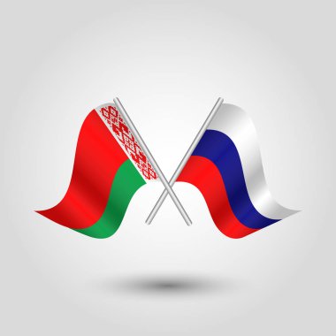 vektör iki çapraz Belarus ve gümüş stickler - belarus ve Rusya sembolü Rus bayrakları